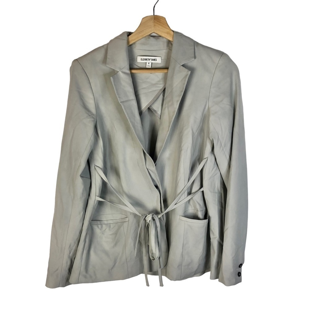 Elizabeth and James Light Gray Wrap Front Blazer‎ Jacket 0